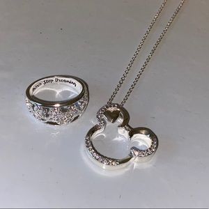 DISNEY Silver Crystal Necklace and Ring